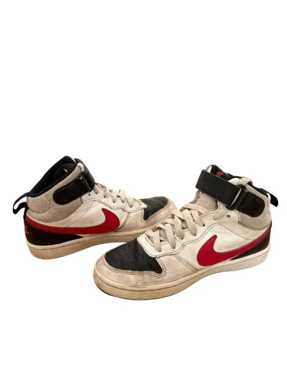 NIKE Court Borough Mid 2 Sneakers White Black Red SZ 4 YOUTH